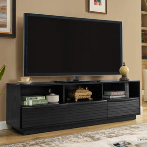 HomeRoots 63" Black Wood Accent Cabinet - Modern Storage Solution for Living Room, Bedroom & Dining Room Decor 691673