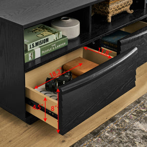 HomeRoots 63" Black Wood Accent Cabinet - Modern Storage Solution for Living Room, Bedroom & Dining Room Decor 691673