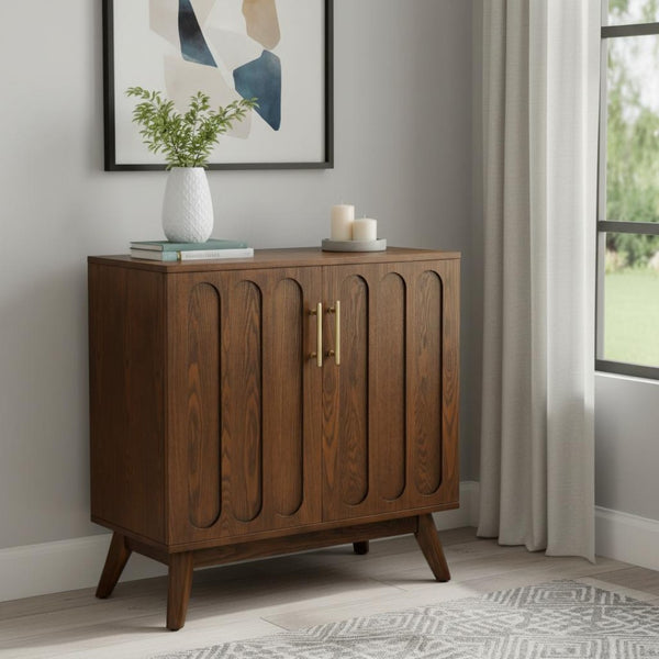 HomeRoots 32" Brown Wood Accent Cabinet - Stylish Storage Solution for Modern Living Rooms & Home Offices 691678