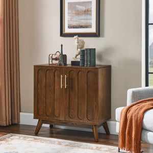 HomeRoots 32" Brown Wood Accent Cabinet - Stylish Storage Solution for Modern Living Rooms & Home Offices 691678