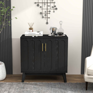 HomeRoots 32" Black Wood Accent Cabinet - Modern Minimalist Storage Solution for Living Rooms & Offices 691679