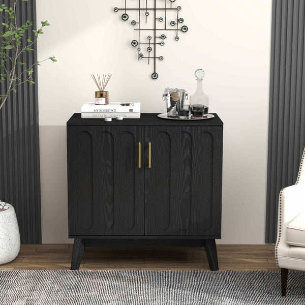 HomeRoots 32" Black Wood Accent Cabinet - Modern Minimalist Storage Solution for Living Rooms & Offices 691679