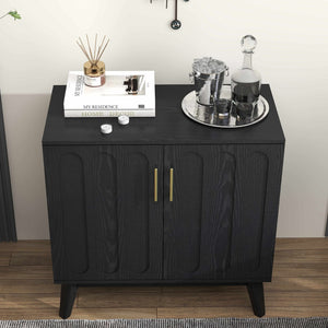 HomeRoots 32" Black Wood Accent Cabinet - Modern Minimalist Storage Solution for Living Rooms & Offices 691679