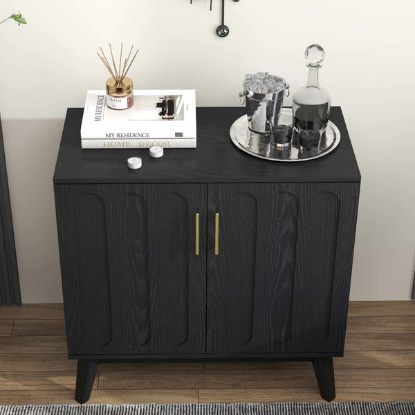 HomeRoots 32" Black Wood Accent Cabinet - Modern Minimalist Storage Solution for Living Rooms & Offices 691679