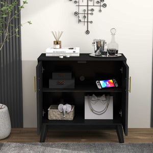 HomeRoots 32" Black Wood Accent Cabinet - Modern Minimalist Storage Solution for Living Rooms & Offices 691679
