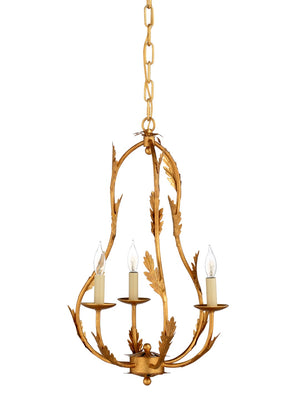 Chelsea House Petite Antique Gold Leaf Chandelier — Compact Vintage-Style Lighting For Foyers, Powder Rooms, Bedrooms 69168