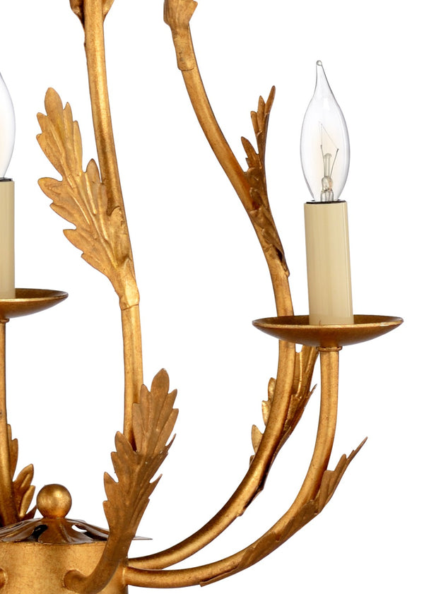 Chelsea House Petite Antique Gold Leaf Chandelier — Compact Vintage-Style Lighting For Foyers, Powder Rooms, Bedrooms 69168