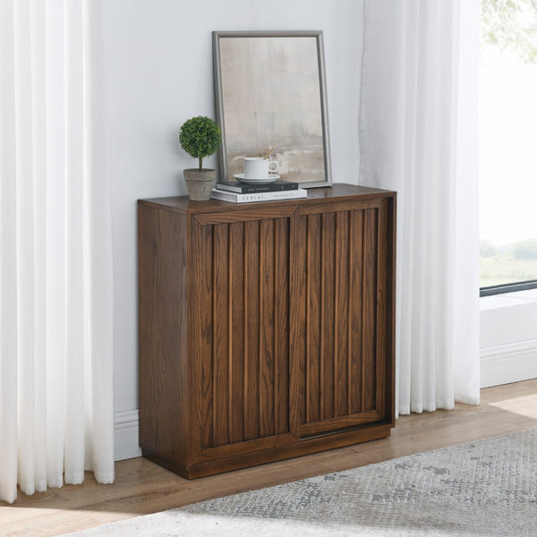 HomeRoots 32" Brown Wood Accent Cabinet - Stylish Storage Solution for Modern Homes, Easy Assembly & Versatile Use 691680
