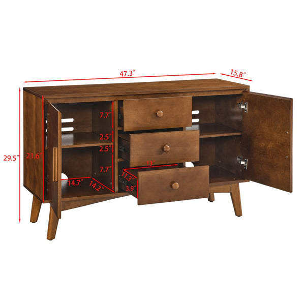 HomeRoots 47" Brown Wood Accent Cabinet - Contemporary Storage Solution with Versatile Shelving for Any Room 691681