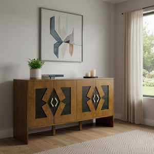 HomeRoots 60" Brown Wood Accent Cabinet – Stylish Storage Solution with Ample Concealed Space for Any Room 691682
