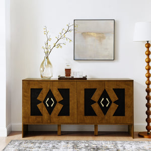 HomeRoots 60" Brown Wood Accent Cabinet – Stylish Storage Solution with Ample Concealed Space for Any Room 691682