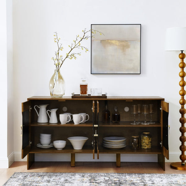 HomeRoots 60" Brown Wood Accent Cabinet – Stylish Storage Solution with Ample Concealed Space for Any Room 691682