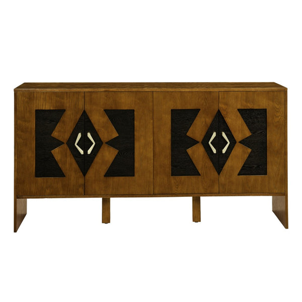 HomeRoots 60" Brown Wood Accent Cabinet – Stylish Storage Solution with Ample Concealed Space for Any Room 691682