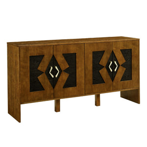 HomeRoots 60" Brown Wood Accent Cabinet – Stylish Storage Solution with Ample Concealed Space for Any Room 691682