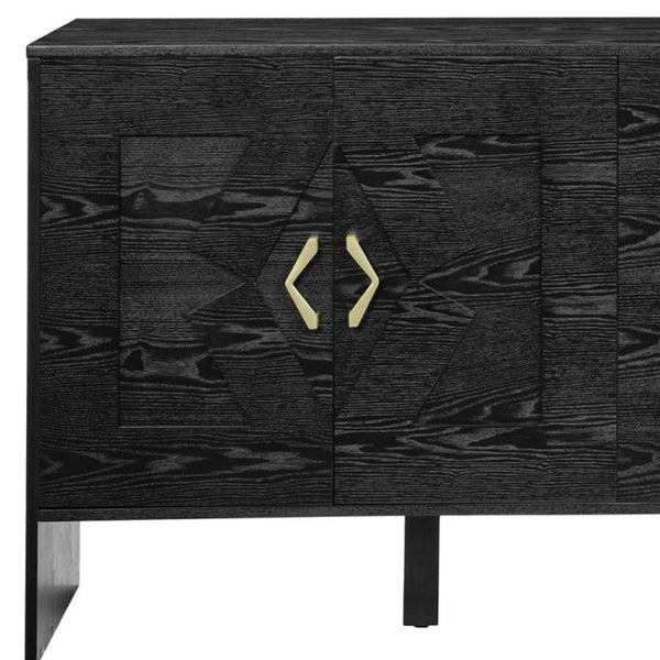 HomeRoots 60" Black Wood Accent Cabinet - Sleek Modern Design with Hidden Storage for Home or Office Spaces 691683