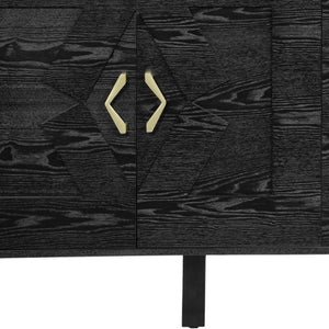 HomeRoots 60" Black Wood Accent Cabinet - Sleek Modern Design with Hidden Storage for Home or Office Spaces 691683