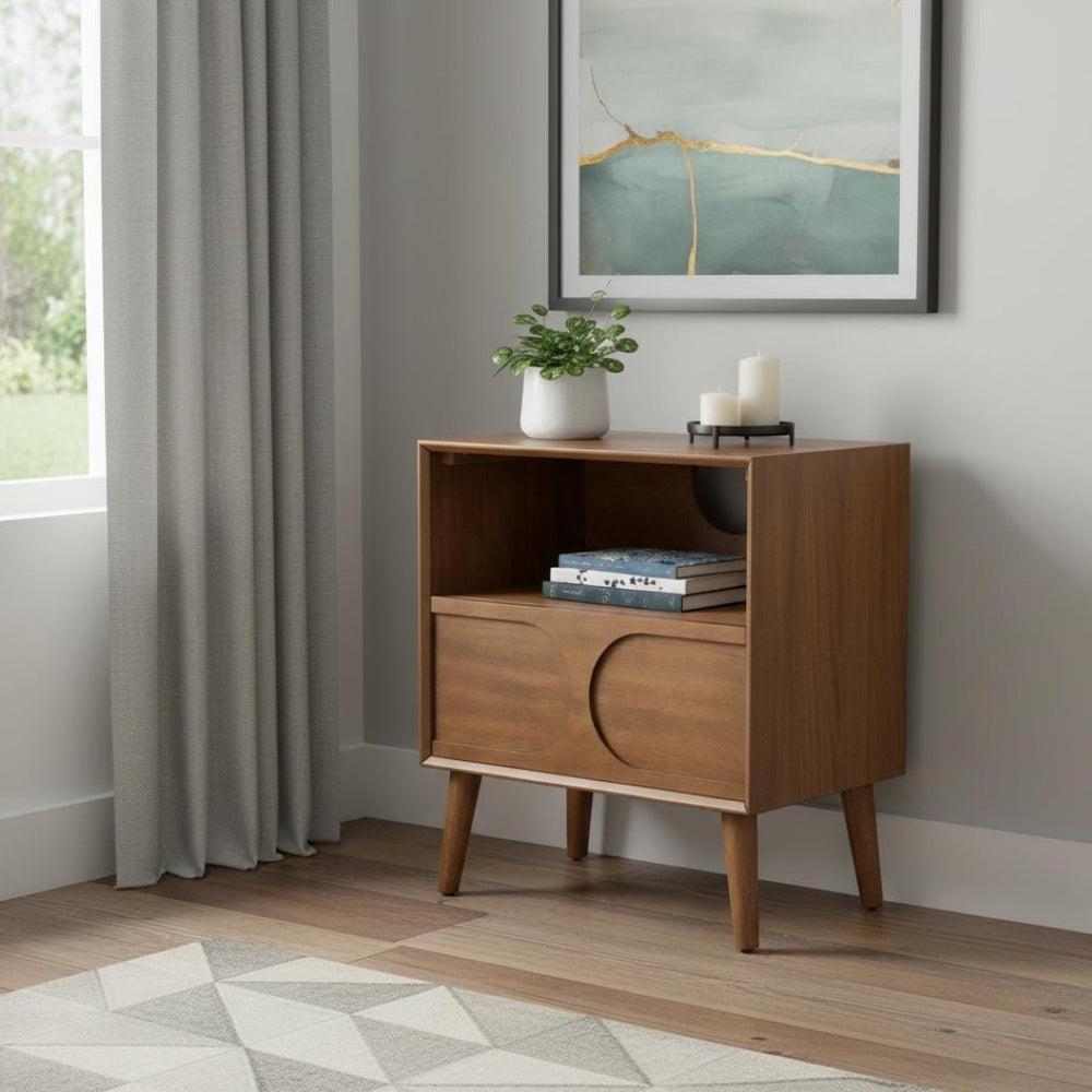 HomeRoots 23" Brown Wood Accent Cabinet - Stylish Storage Solution for Dining, Living, and Bedroom Décor 691684