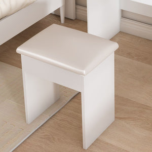 24 Inch White Wood Vanity Table with Mirrored Top and Built in Lighting for Bedroom