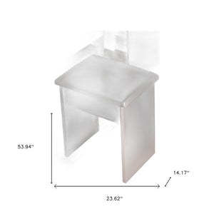 24 Inch White Wood Vanity Table with Mirrored Top and Built in Lighting for Bedroom