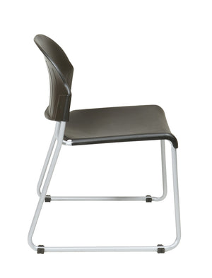 OSP Home Furnishings Stack Chair with Chrome Steel Frame Contoured Seat Ergonomic Support Stackable Office Seating Black STC3230-3