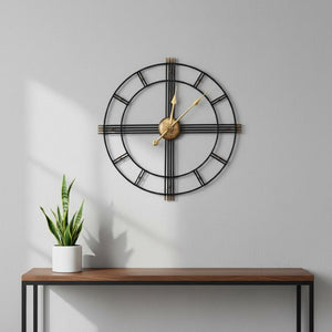 HomeRoots 24" Elegant Beige, Black & Brown Silent Analog Wall Clock - Perfect for Indoor & Outdoor Decor! 691734
