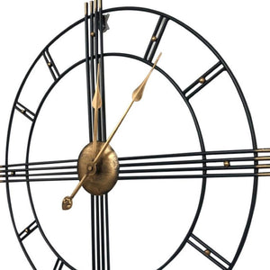 HomeRoots 24" Elegant Beige, Black & Brown Silent Analog Wall Clock - Perfect for Indoor & Outdoor Decor! 691734