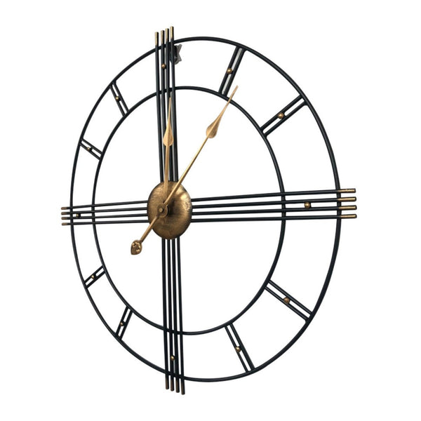 HomeRoots 24" Elegant Beige, Black & Brown Silent Analog Wall Clock - Perfect for Indoor & Outdoor Decor! 691734