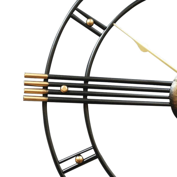 HomeRoots 24" Elegant Beige, Black & Brown Silent Analog Wall Clock - Perfect for Indoor & Outdoor Decor! 691734