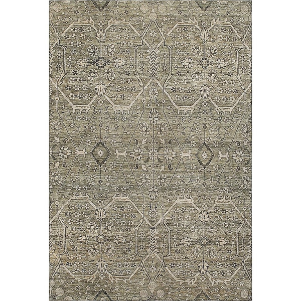 HomeRoots 5' X 8' Khaki Beige and Gray Floral Area Rug - Washable, UV-Protected, Perfect for Any Room Decor! 691736