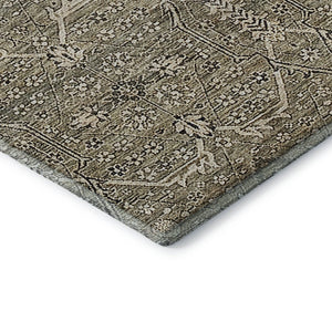 HomeRoots 9' X 12' Khaki Beige and Gray Floral Washable Area Rug with UV Protection for Homes and Patios 691739