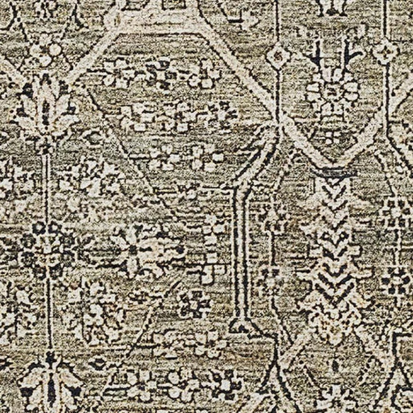 HomeRoots 9' X 12' Khaki Beige and Gray Floral Washable Area Rug with UV Protection for Homes and Patios 691739