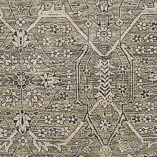 HomeRoots 9' X 12' Khaki Beige and Gray Floral Washable Area Rug with UV Protection for Homes and Patios 691739