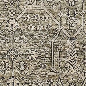HomeRoots 10' X 14' Washable Khaki Beige & Gray Floral Area Rug with UV Protection for Stylish Living Spaces 691740