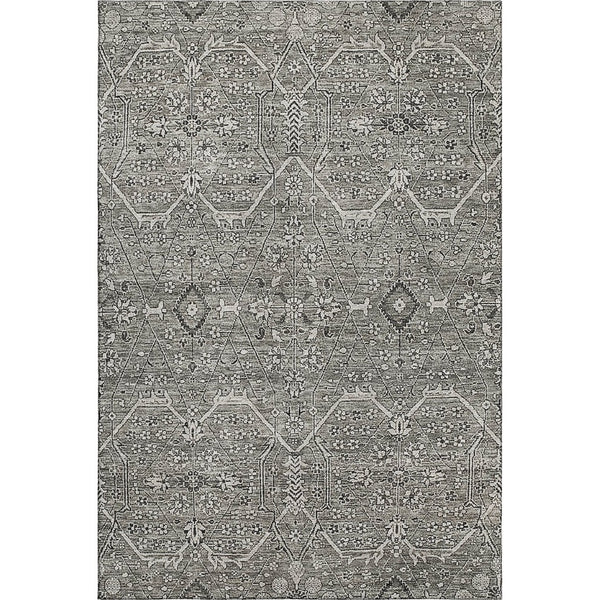 HomeRoots 5' X 8' Pewter Gray Floral Area Rug - Washable, UV Protected, Stain-Resistant & Non-Slip Backing 691742
