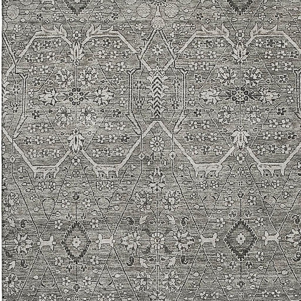 HomeRoots 5' X 8' Pewter Gray Floral Area Rug - Washable, UV Protected, Stain-Resistant & Non-Slip Backing 691742