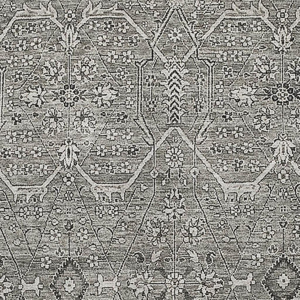 HomeRoots 8' Elegant Pewter Gray & Silver Floral Washable Area Rug with UV Protection for Busy Homes 691744