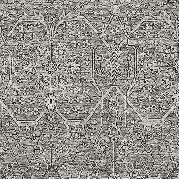 HomeRoots 9' X 12' Elegant Pewter Gray Floral Area Rug - Washable, UV-Protected, Perfect for High-Traffic Spaces 691745