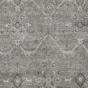 HomeRoots 10' Elegant Pewter Gray & Silver Floral Washable Area Rug – UV Protected, Durable & Easy Care! 691746