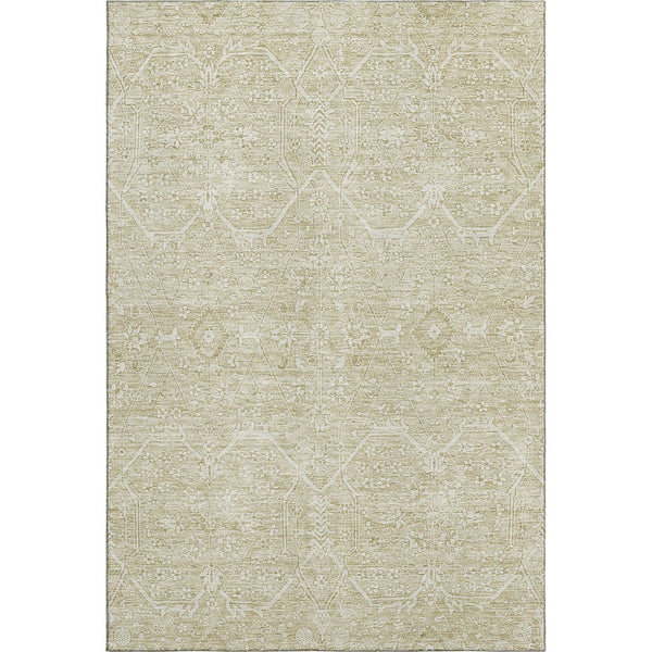 HomeRoots 5' X 8' Beige & Ivory Floral Area Rug – Washable, UV Protected, Stain Resistant for Busy Homes 691748