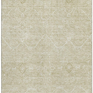 HomeRoots 5' X 8' Beige & Ivory Floral Area Rug – Washable, UV Protected, Stain Resistant for Busy Homes 691748