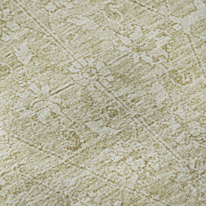 HomeRoots 8' X 8' Washable Beige and Ivory Floral Round Rug with UV Protection for Family-Friendly Spaces 691749