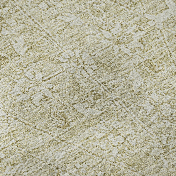HomeRoots 8' X 8' Washable Beige and Ivory Floral Round Rug with UV Protection for Family-Friendly Spaces 691749