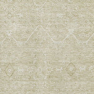 HomeRoots 8' Beige and Ivory Floral Area Rug - Washable, UV-Protected, Stain-Resistant for Everyday Elegance 691750