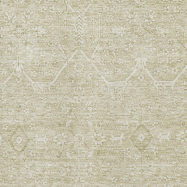 HomeRoots 8' Beige and Ivory Floral Area Rug - Washable, UV-Protected, Stain-Resistant for Everyday Elegance 691750