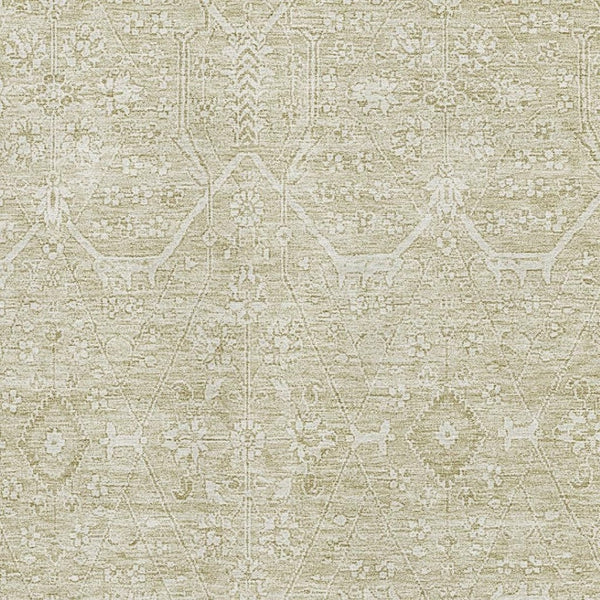 HomeRoots 9' X 12' Elegant Beige & Ivory Floral Washable Area Rug with UV Protection for Busy Homes 691751