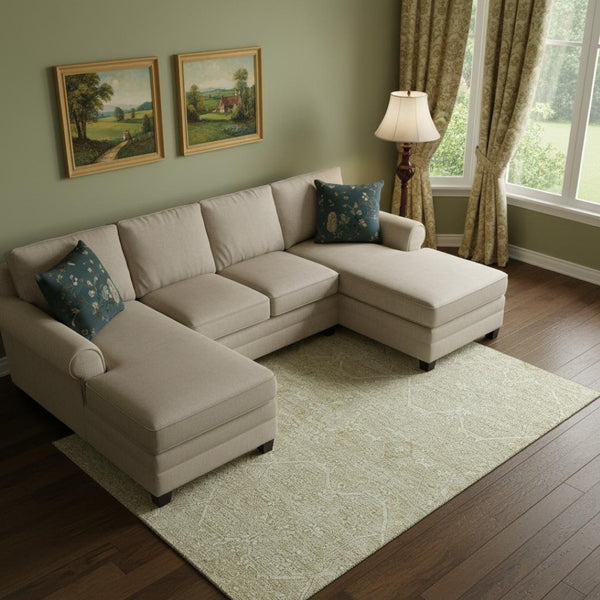 HomeRoots 10' X 14' Beige And Ivory Floral Area Rug – Washable, UV Protected, Ideal for Family-Friendly Spaces! 691752