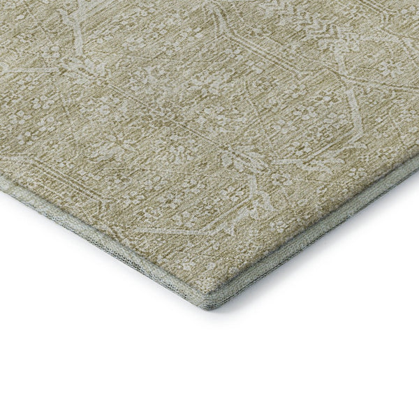HomeRoots 10' X 14' Beige And Ivory Floral Area Rug – Washable, UV Protected, Ideal for Family-Friendly Spaces! 691752
