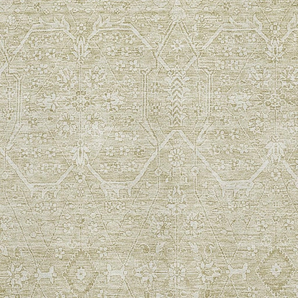 HomeRoots 10' X 14' Beige And Ivory Floral Area Rug – Washable, UV Protected, Ideal for Family-Friendly Spaces! 691752