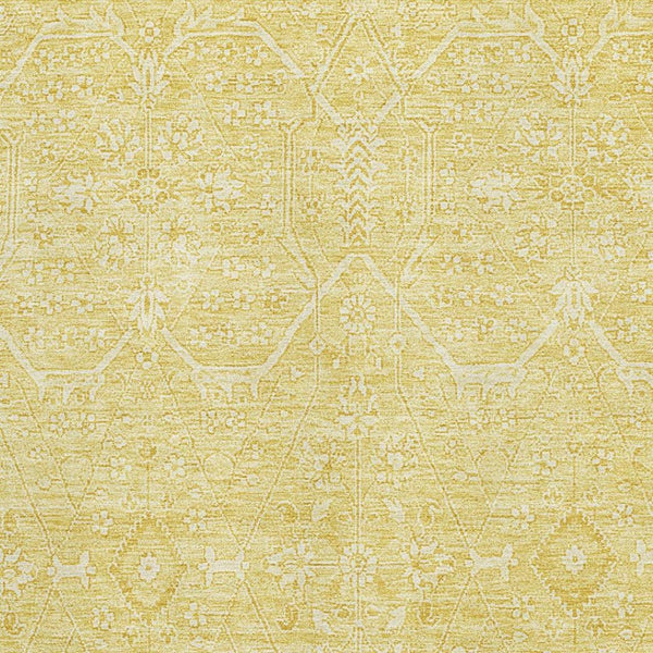 HomeRoots 5' X 8' Gold And Ivory Floral Area Rug - Machine-Washable, UV Protected, Stain-Resistant Elegance 691754