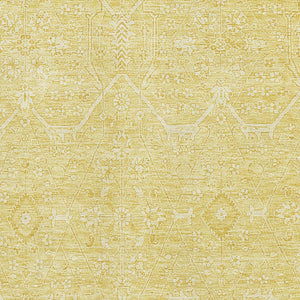 HomeRoots 8' Gold and Ivory Floral Washable Area Rug - Durable, UV-Protected, Easy-Care Luxury for Your Home 691756